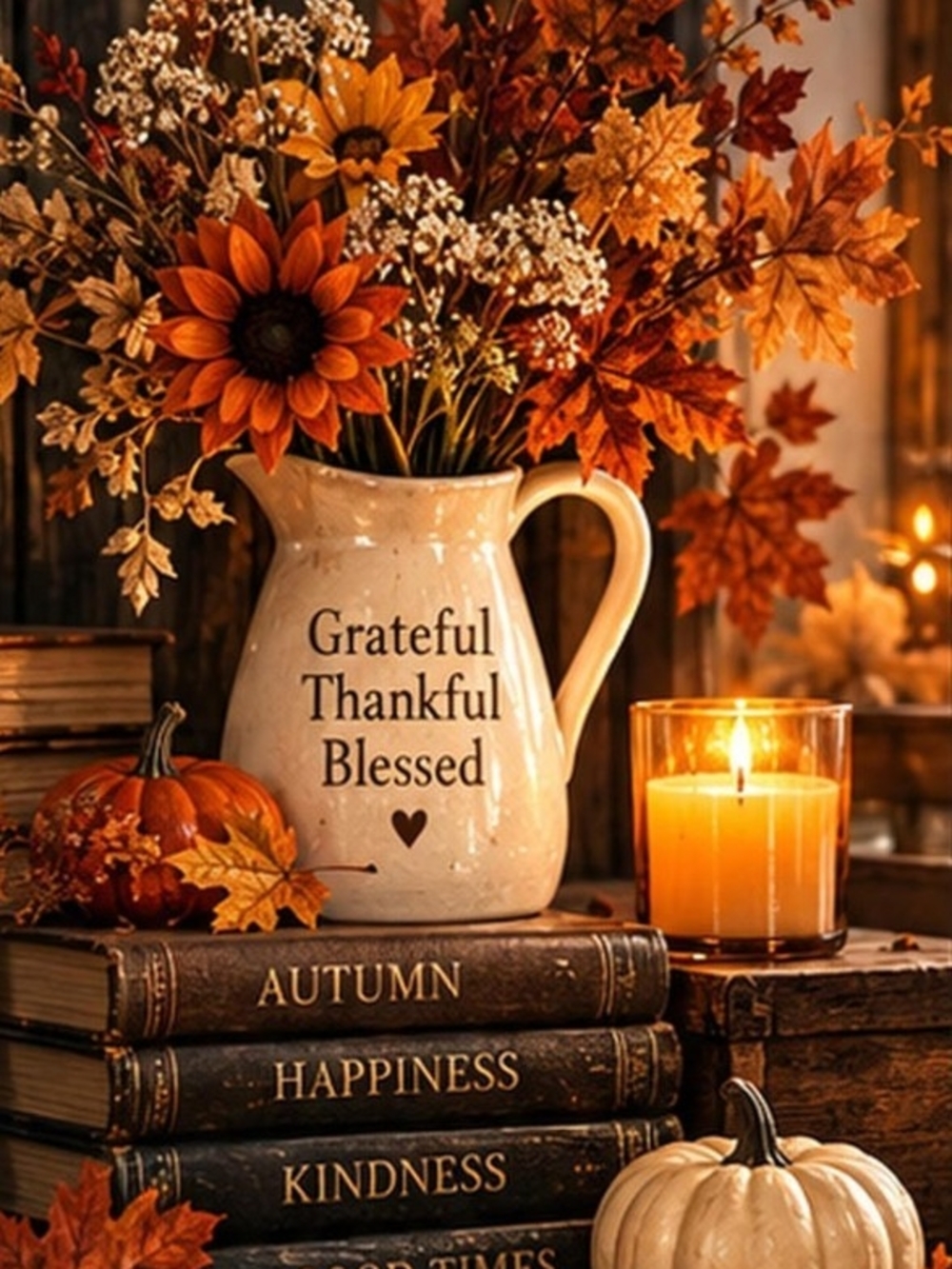 Grateful Thankful Blessed Ceramic Pitcher Vase 8x10 Print